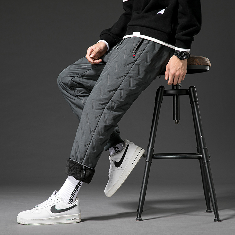 Windproof Cotton Pants for Men in Winter, Loose Plus Size, Plus Velvet and Thickened Casual Pants for Outer Wear, Middle-Aged and Elderly Thermal Pants
