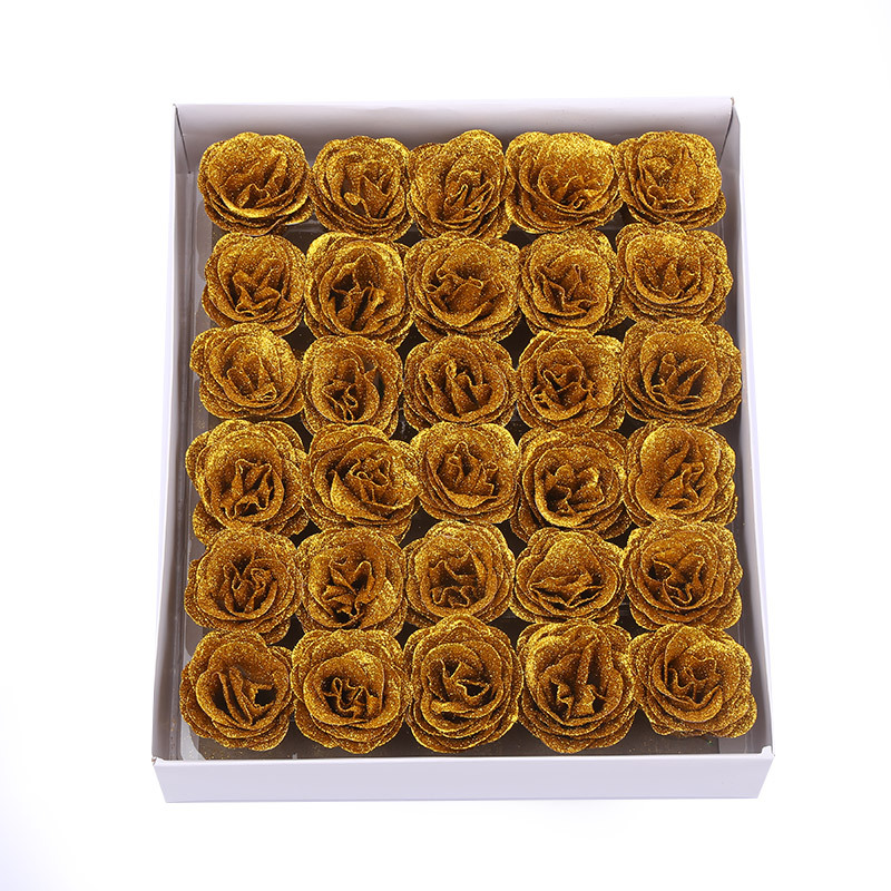 Factory Direct Sales Crystal Rose Gold Pink Flower Head Blue Enchantress Valentine's Day Bouquet DIY Material Glitter Rose Flower