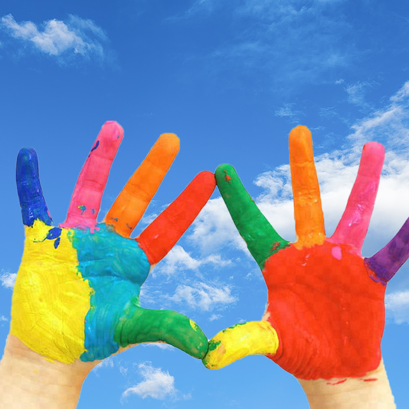 Water-based finger painting pigment emulsion for children can be touched without odor and can be easily washed with mild color without hurting hands.