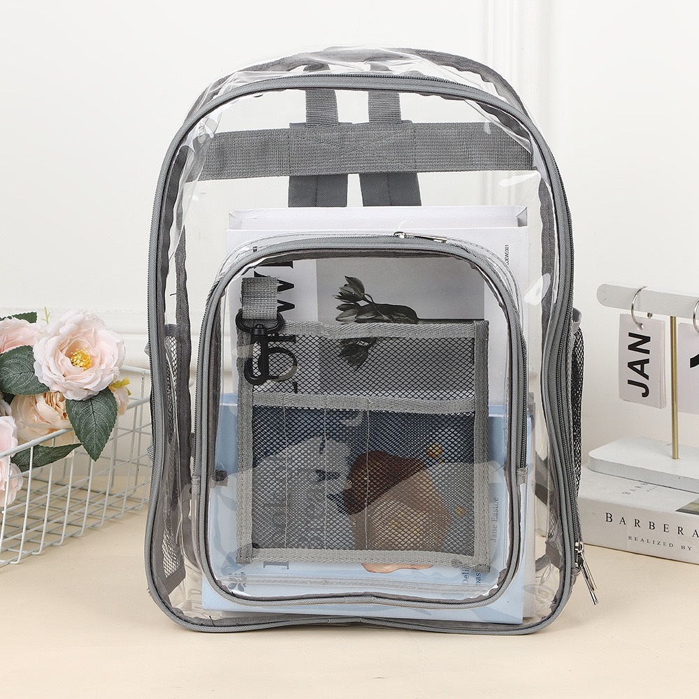Transparent Backpack, Wear-Resistant Pvc School Bag, Ins Style Portable Backpack for Primary and Secondary School Students, Large Capacity Travel Backpack