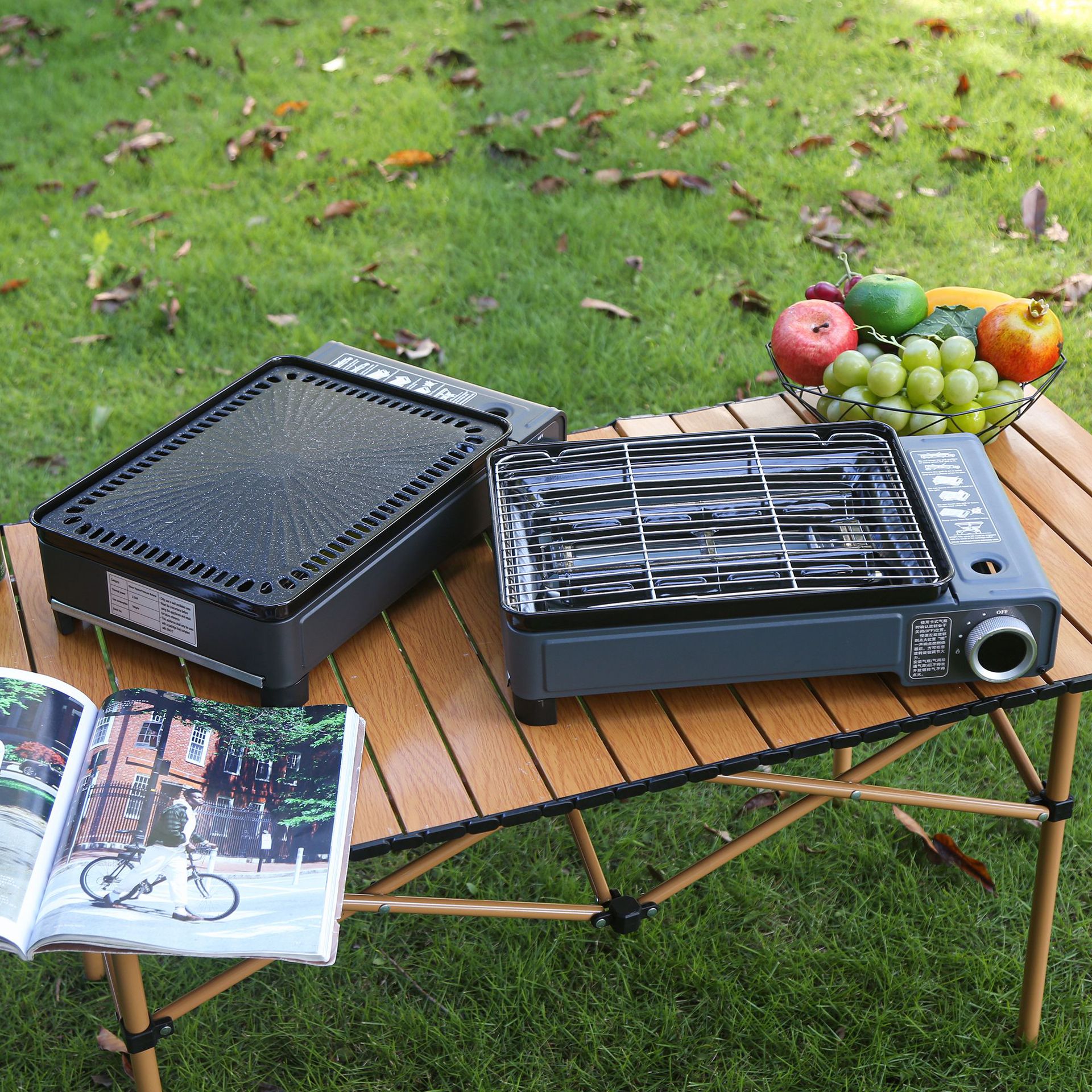 Cassette Stove Multifunctional Outdoor Camping Style Windproof Barbecue Stove Household Barbecue Plate Barbecue Stove Picnic Portable Gas