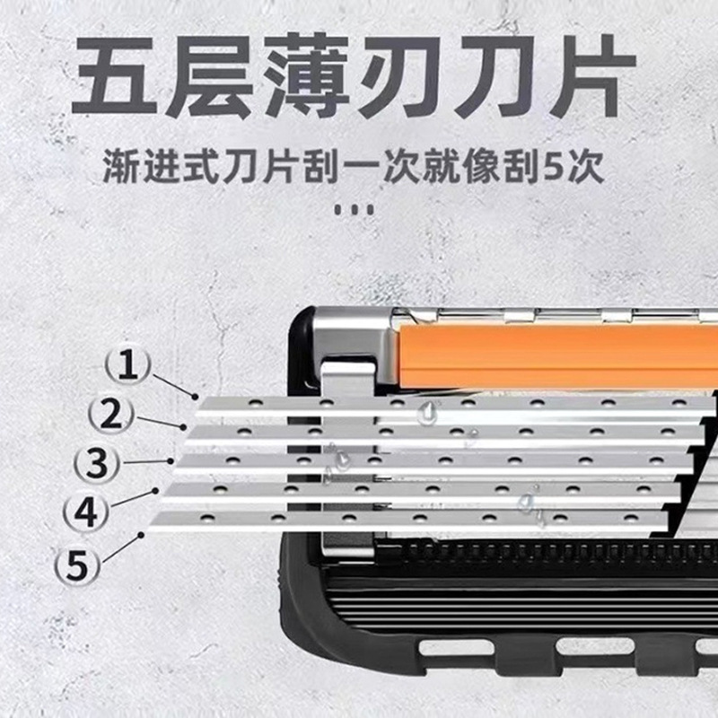 Men's Five-Layer Razor Manual Razor High-Quality Blade German Quality Universal Geely Replacement Blade Wholesale