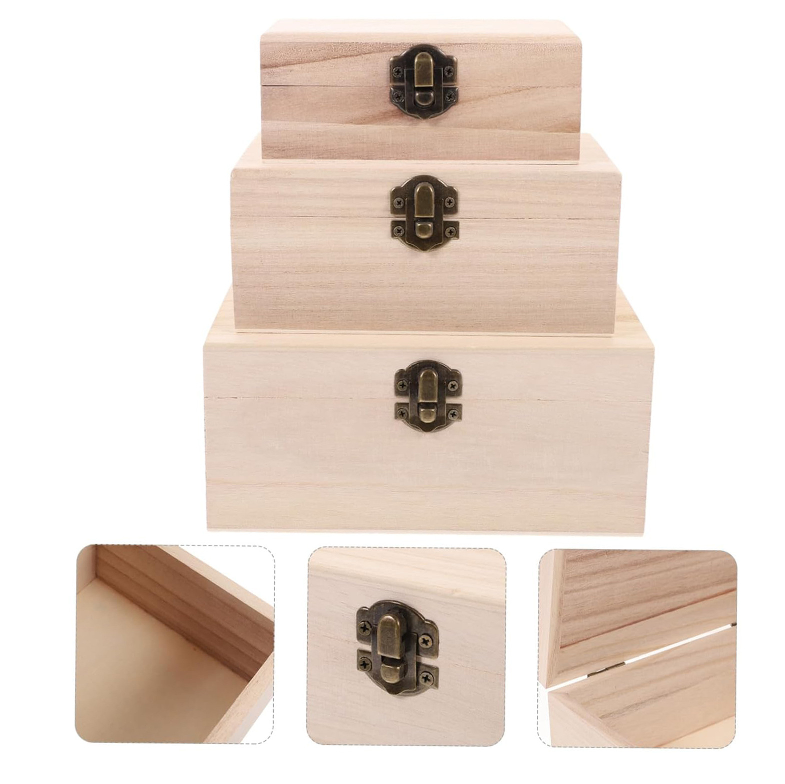 Spot Wooden Box Paulownia Box DIY Rectangular Wooden Box Home Paulownia Original Color Painted Wooden Box Can Be Printed with Logo