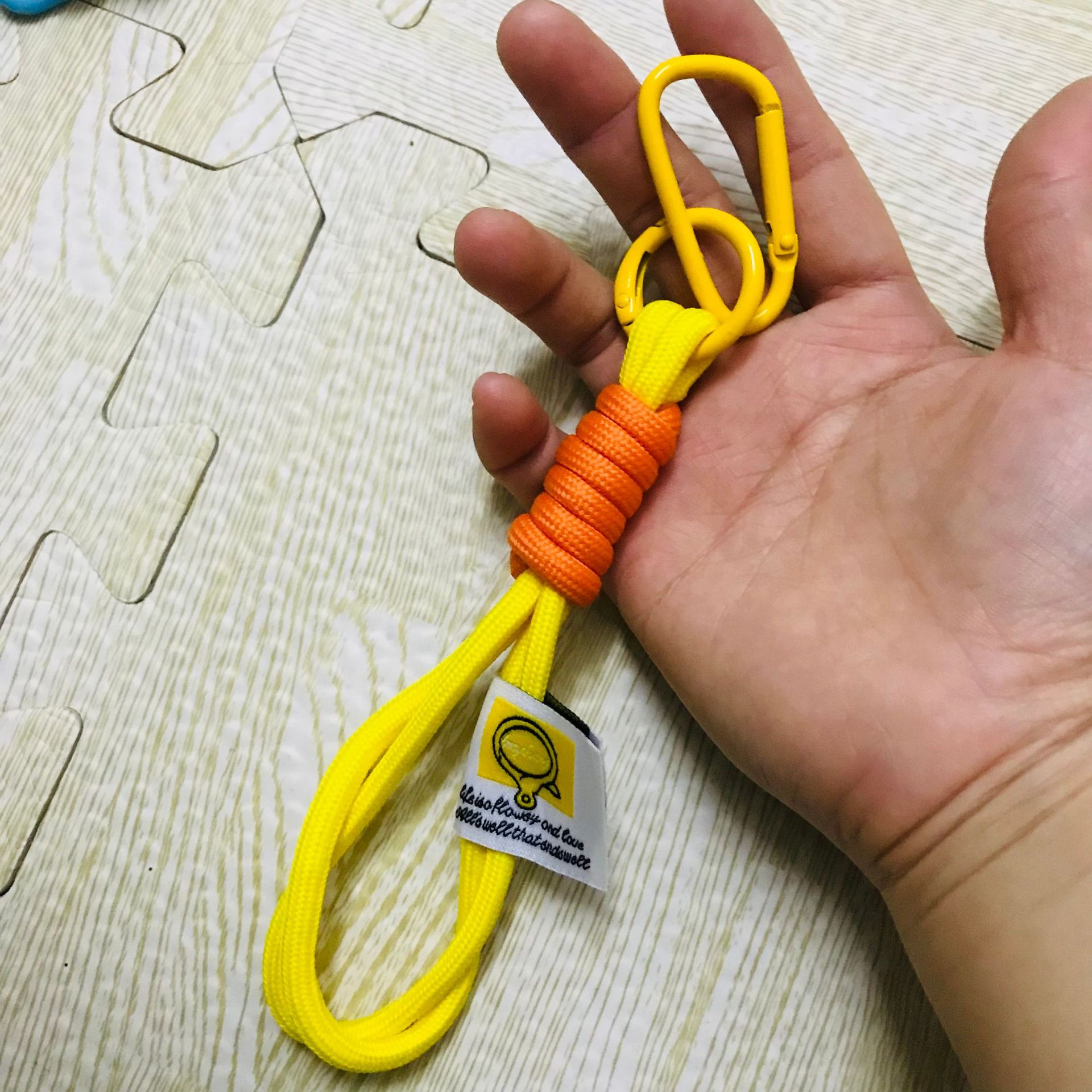 Nylon Braided Rope Men's and Women's Mountaineering Mouth Couple Keychain Mobile Phone Case Rope Bag Keychain Simple Contrasting Color Pendant