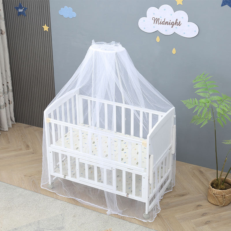 Solid Wood Crib, Multifunctional Cradle, Can Be Spliced with Newborn Mosquito Net, Baby Bed, Manufacturer Wholesale Children's Bed