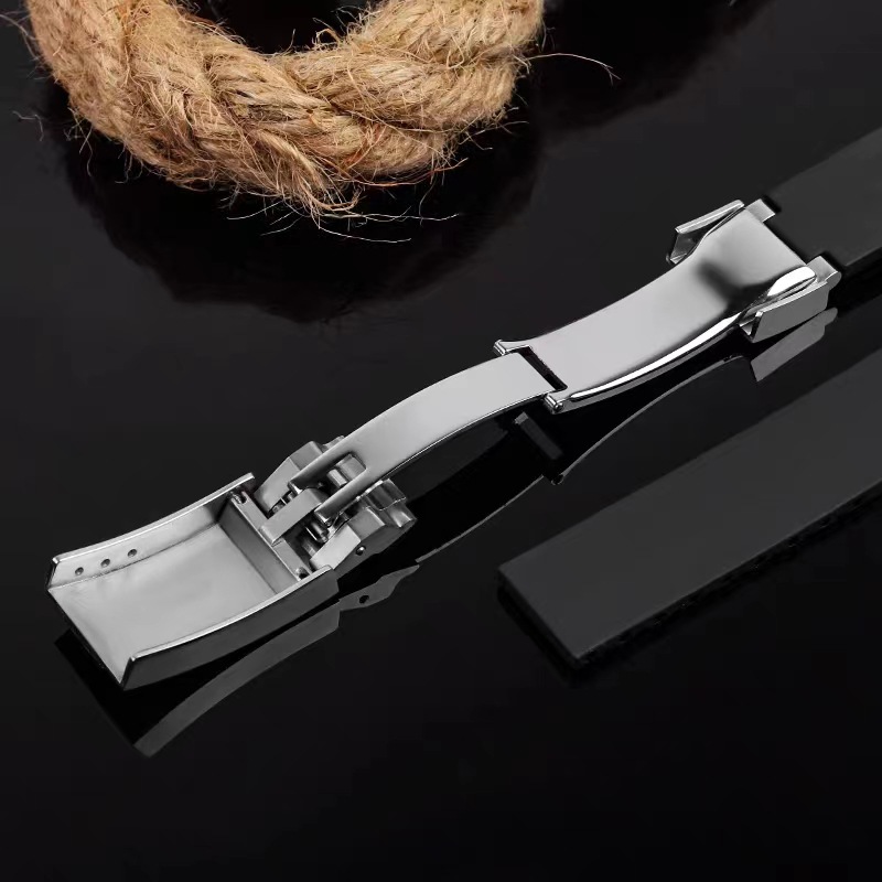 Replacement Black Submariner Stainless Steel Watch Buckle Yacht Watch Buckle Daytona Silicone Strap Buckle Folding Buckle