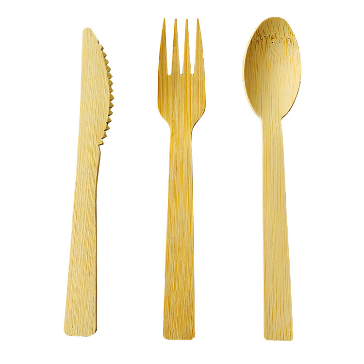 Bamboo Disposable Knife and Fork Fruit Cake Ice Cream Spoon Fork Disposable Degradable Knife, Fork and Spoon Set