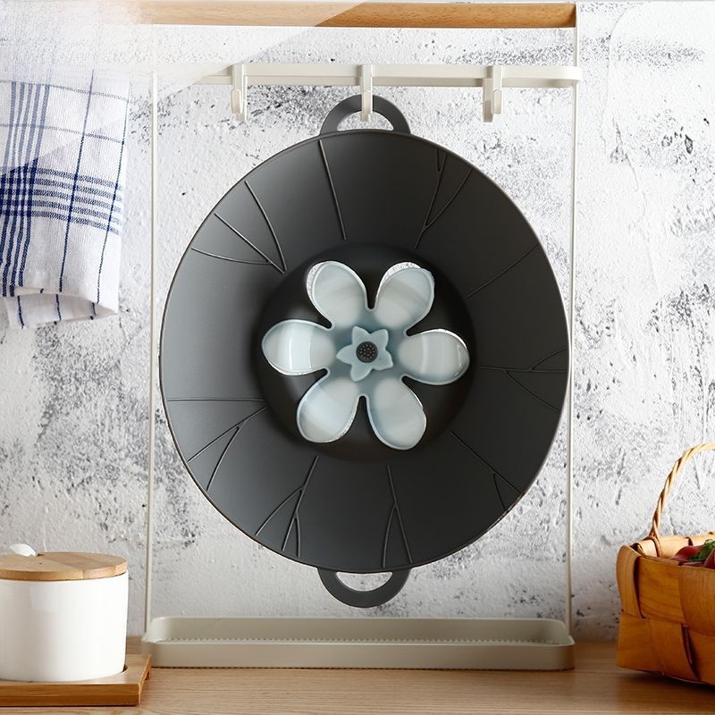 in stock silicone flower type anti-overflow pot cover silicone fresh cover rotatable pot cover kitchen gadgets wholesale