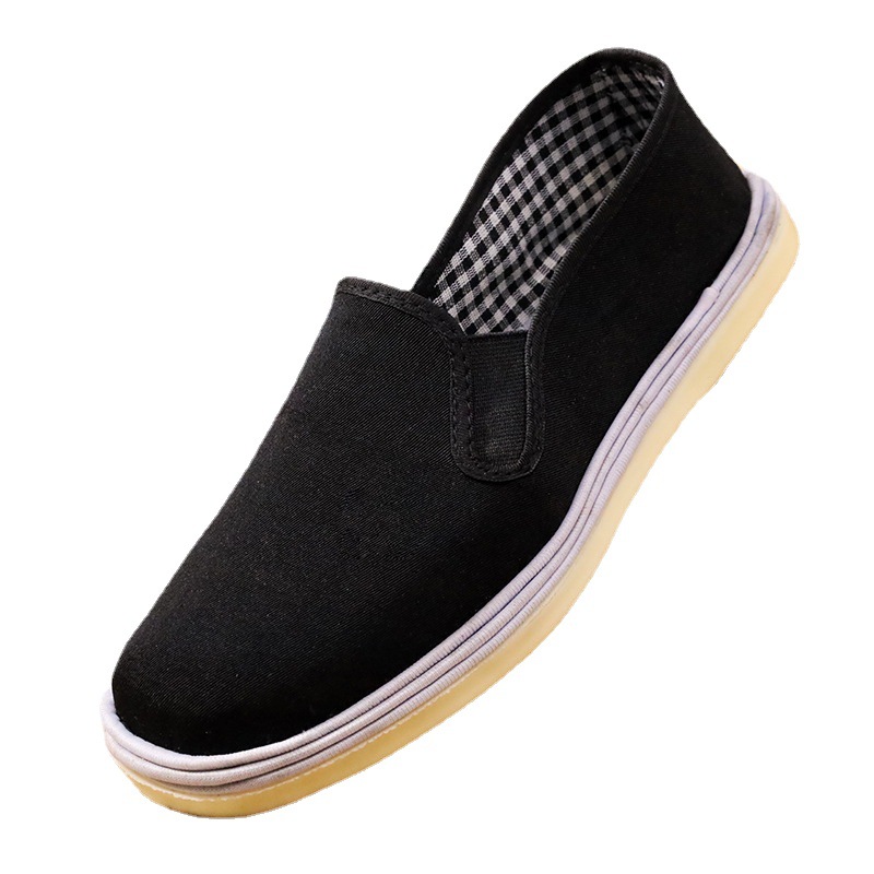 Old Beijing cloth shoes wholesale beef tendon bottom tire bottom thousand layer bottom black cloth shoes men's driver work elastic canvas shoes