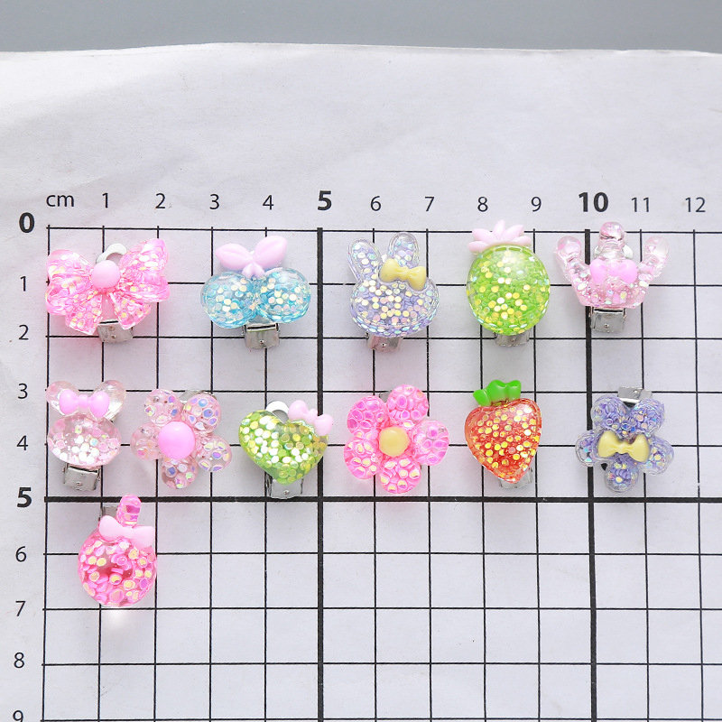 Children's Ear Clips for Girls and Babies Without Pierced Ears, Pain-Proof, Cute Resin Glitter Crown Flower Princess Earrings Jewelry