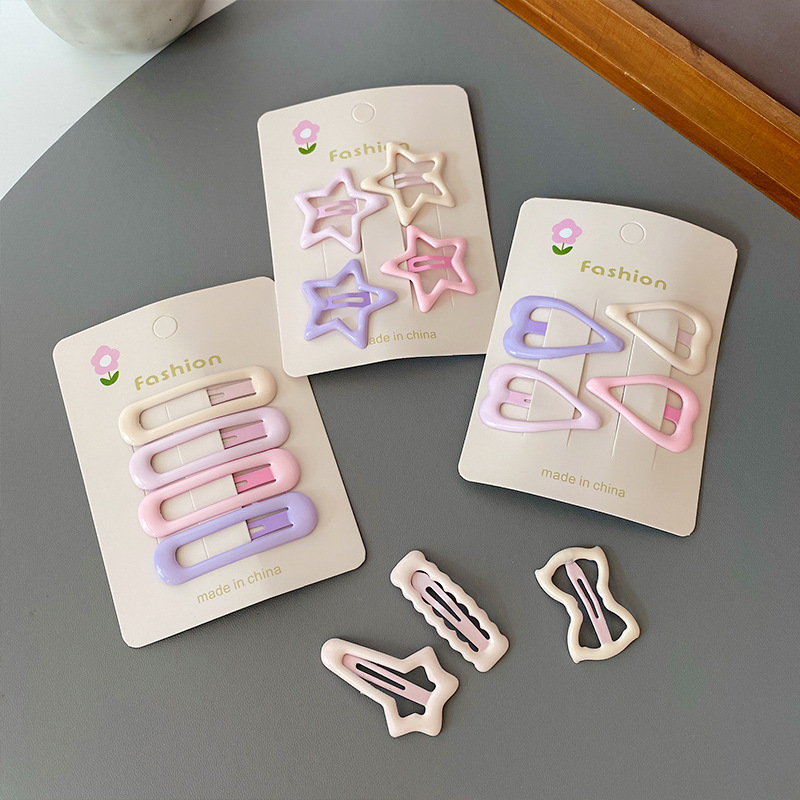 Cute Pink Star Hairpin Children's Colorful Broken Hair Bangs Clip Headdress Preface Side Love Baby Baby Hairpin Hairpin