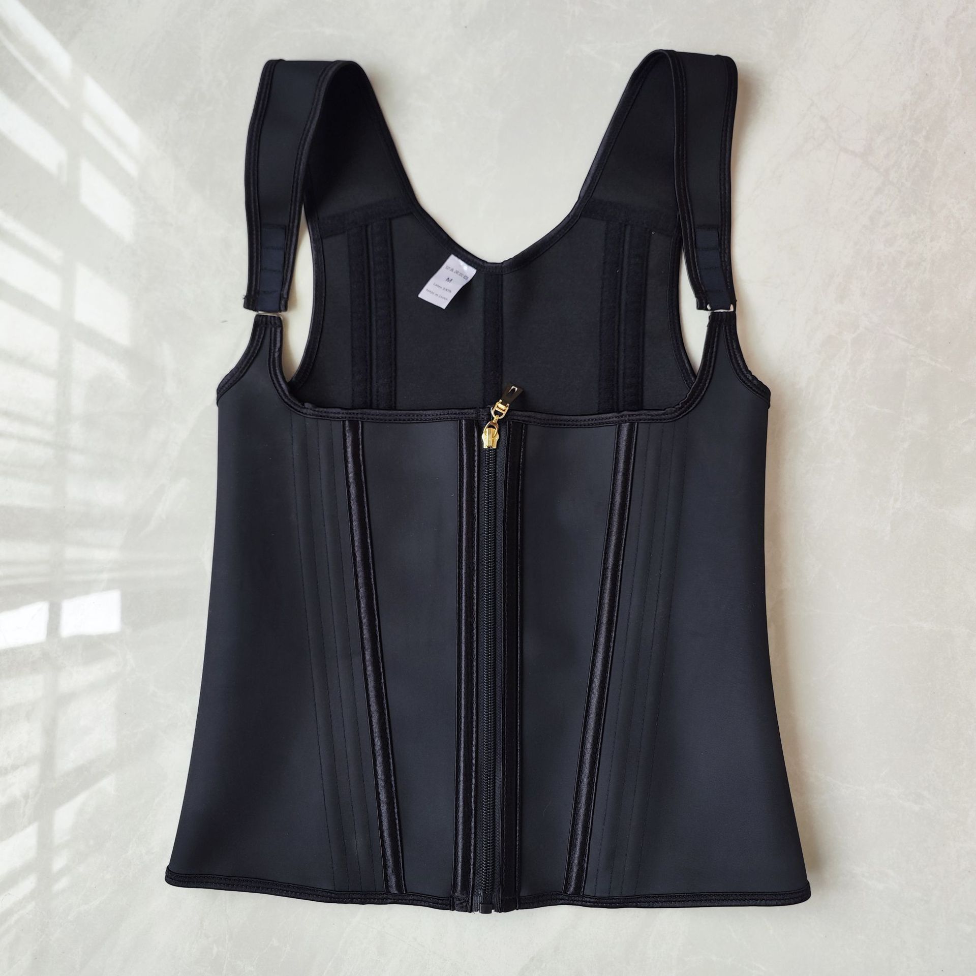 Mesh High-Elastic Waist Trainer with 15 Bones, Posture Correcting Zipper and Button-Up Shapewear Top, Vest Style, Tummy Control Waist Belt, Tight-Fitting Body Shaper