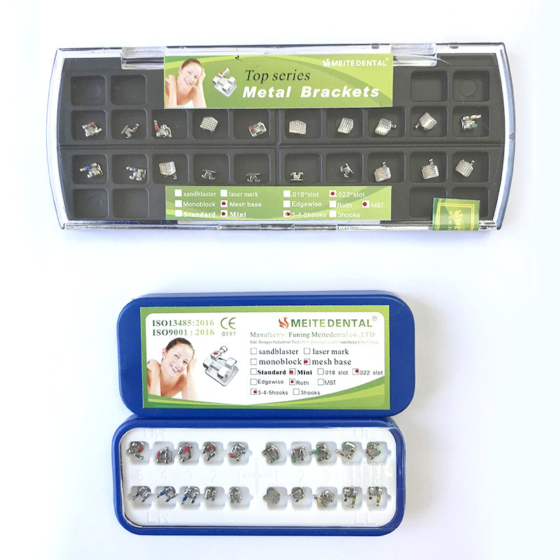 Boxed metal brackets orthodontic brackets mesh bottom brackets straight wire arch brackets foreign trade export