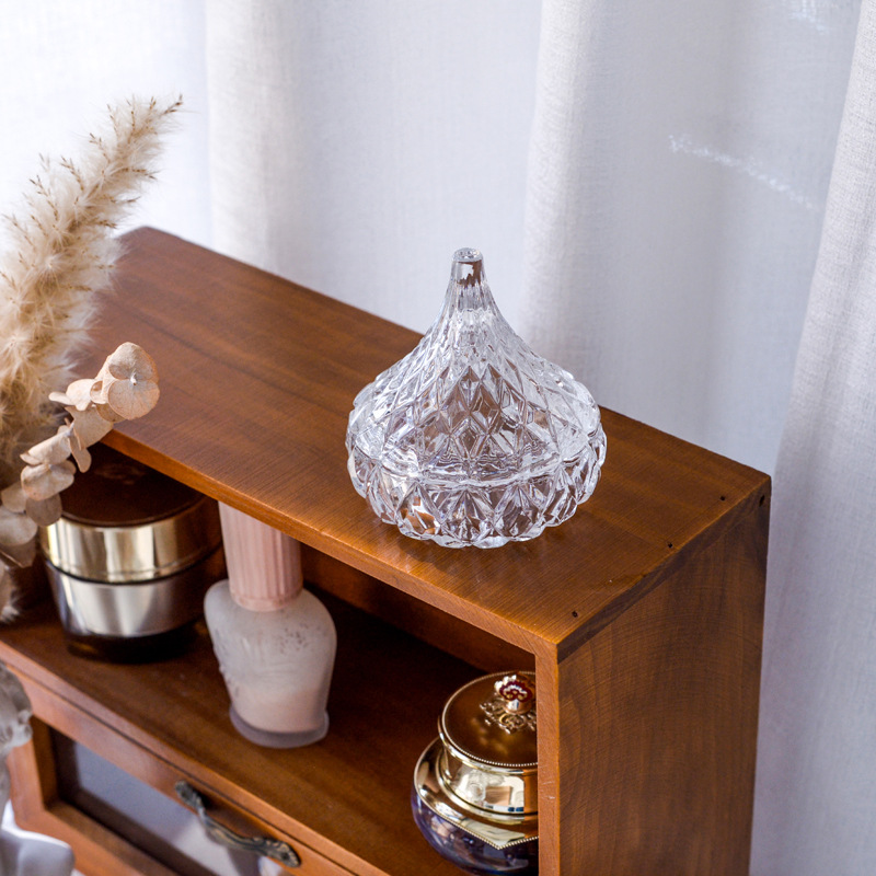 [Internet Celebrity Recommendation] Glass Pine Nut Water Drop Candy Jar with Lid Crystal Degaussing Bowl Jewelry Box Decoration