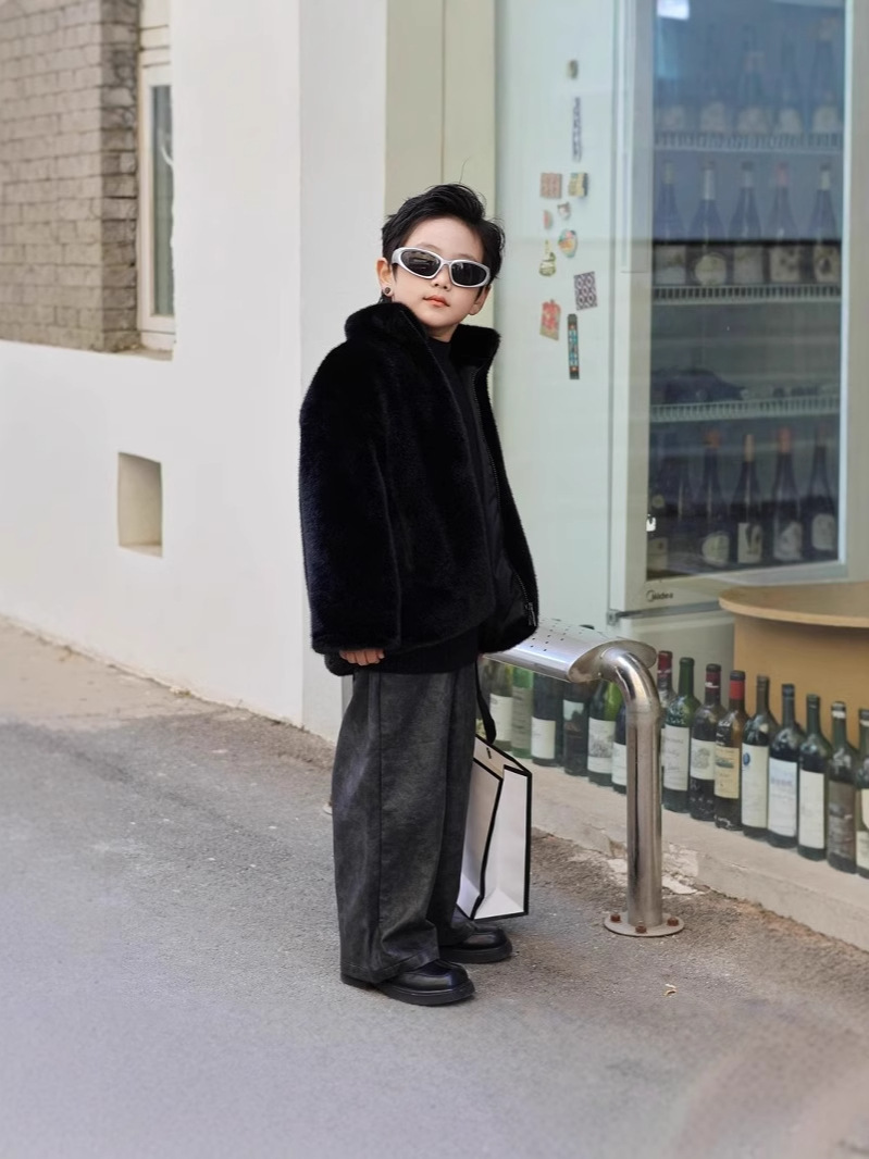 Children's Winter Wear cotton and thickening Fur Coat Boys' Western Style Cotton-padded Coat Girls' Warm Top Baby's Mao Mao Cotton Coat