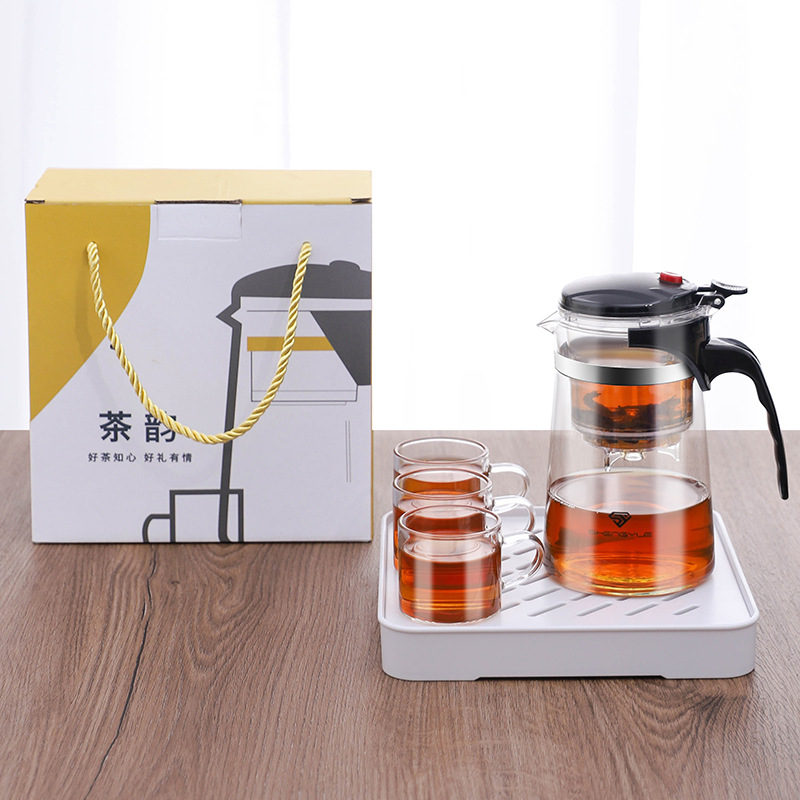 Elegant Cup Teapot Household Tea Water Separation Teapot Filter Tea Cup Glass Tea Set Gift Box Customized Accessible Luxury
