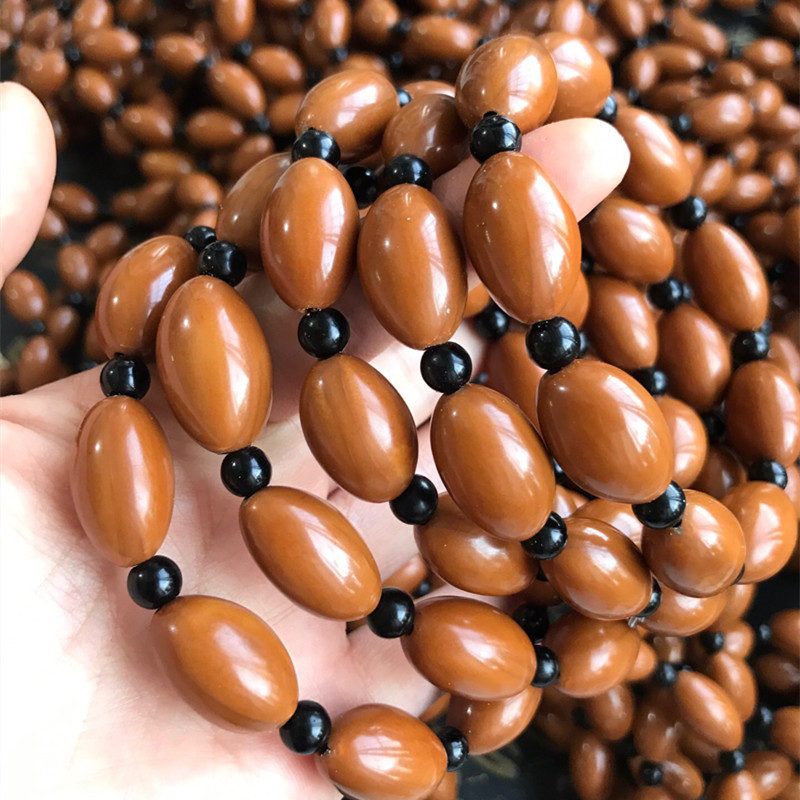 Olive Seed Bead Bracelet Short Round Red Oil Olive Handmade Carved Women's Olive Seed Light Bead Bracelet Factory Price