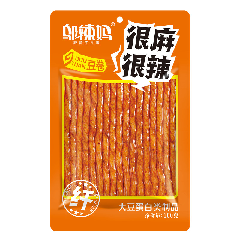 Wu hot mom 100g/90g/85g vegetarian beef balls vegetarian beef tendon mutton string bean curd spicy snacks spicy strips wholesale