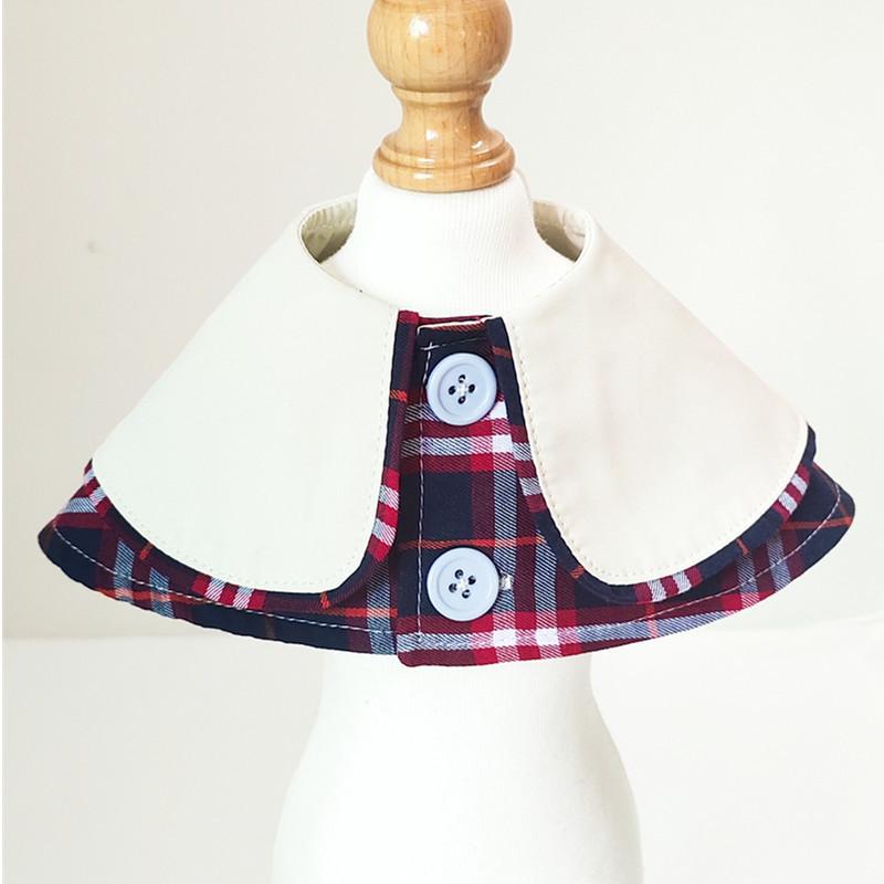 Customized Pet Dog Cotton Plaid Shawl, Medium and Small Size Dogs Scarf, Kitten Scarf, Teddy Bichon Saliva Towel