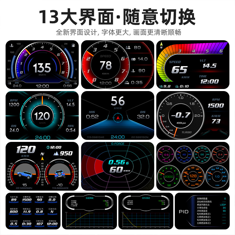 Southeast Asia Hot Selling Hud Head-Up Display Obd Gps Lcd Instrument Multi-Function Driving Computer Supports Customization
