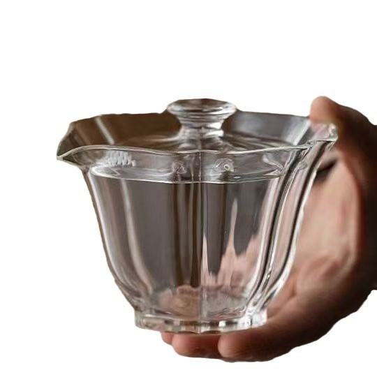 High-grade filtered heat-resistant Baicai glass handmade bowl for tea making tea bowl tea cup single kung fu tea set transparent