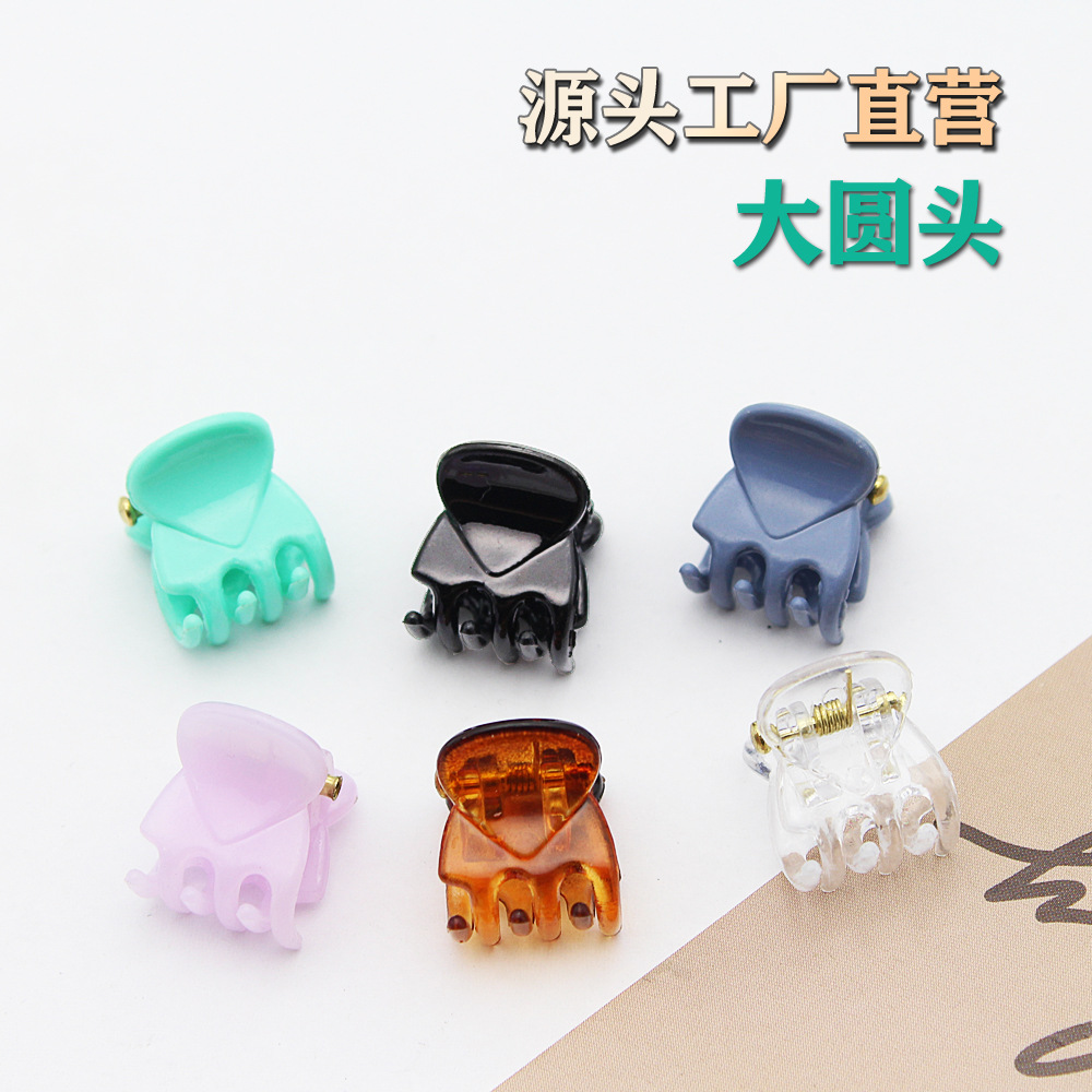 Оптовая продажа трехзубого зажима 1.5 см большой круглой головки маленького зажима мини заколка яркий черный каплевидный зажим аксессуары для волос для детей