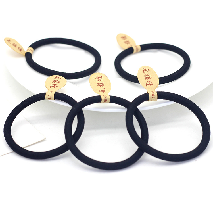 Korean version of seamless label nylon high elastic rubber band seamless thick black hair band hair rope 2 yuan shop hair accessories