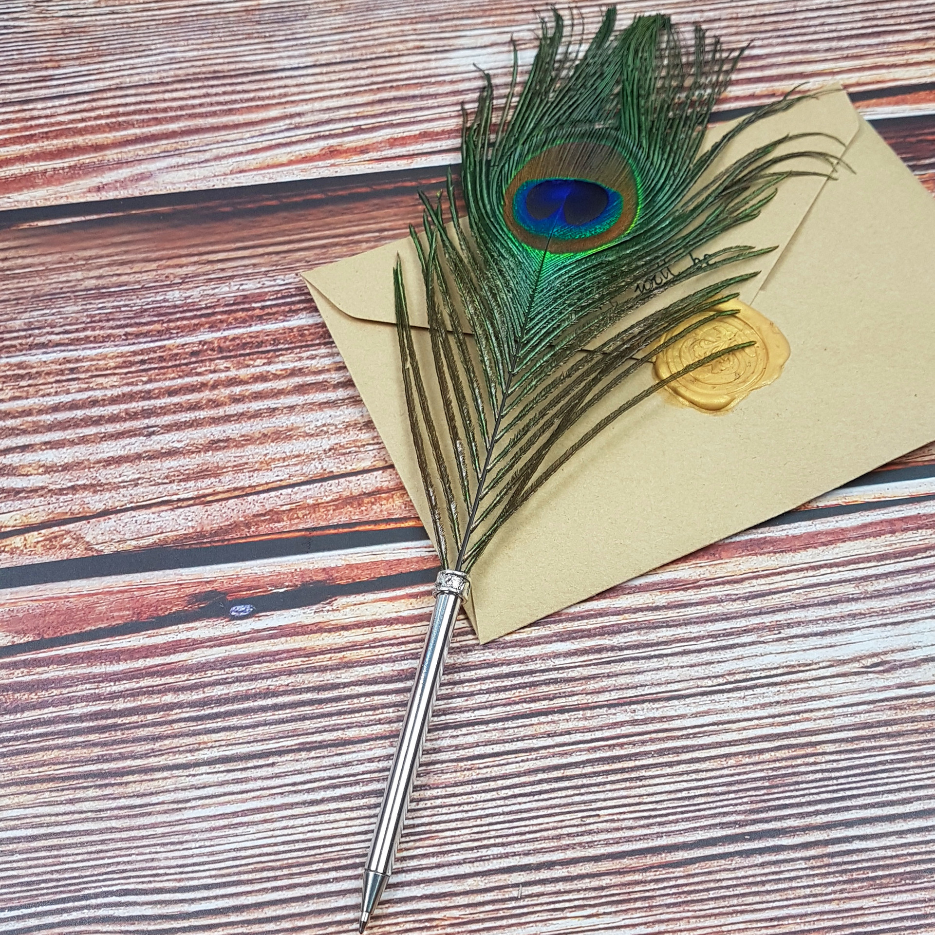 Cross-Border Big-Eyed Peacock Feather Pen European and American Feather Ballpoint Pen Advertising Gift Feather Pen Set Factory Direct Sales