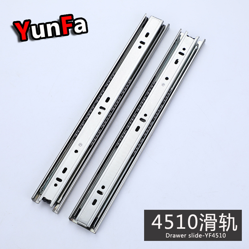 Прямые поставки 4510 холоднокатаный стальной направляющей для ящиков 45 см широкий трехсекционный направляющий стальной шариковый рельс