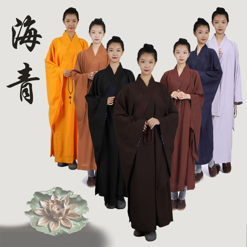 Костюм Haiqing Ju Shi и костюм монаха, коричневый, четырехсезонный, длинная рубашка, одежда для дзен-монахов