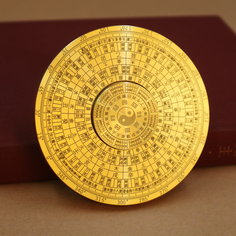 Brass Compass Compass Desktop Decoration Ornaments Thickeneded Multi-Layer Xingshu Bagua Decompression Fingertip Gyro Hand Toy