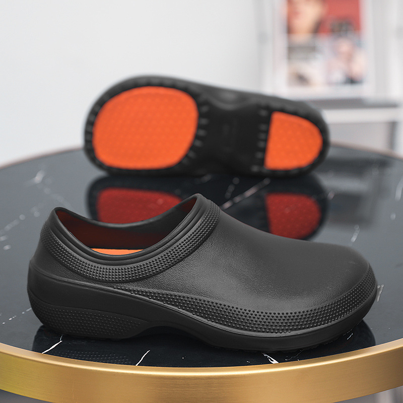 Wholesale Hole-Free Crocs Men's Non-Slip Wear-Resistant Rubber Work Shoes Hotel Canteen Restaurant Waterproof Chef Shoes for Men