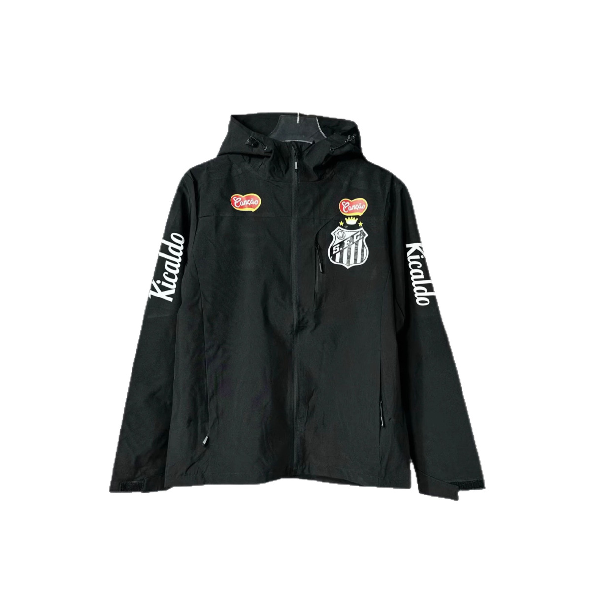 Brazilian Football Captain Sleeve Jacket, Fleece-Lined, Warm, Windproof, Waterproof, Hooded, Same Style as Neymar's Jacket