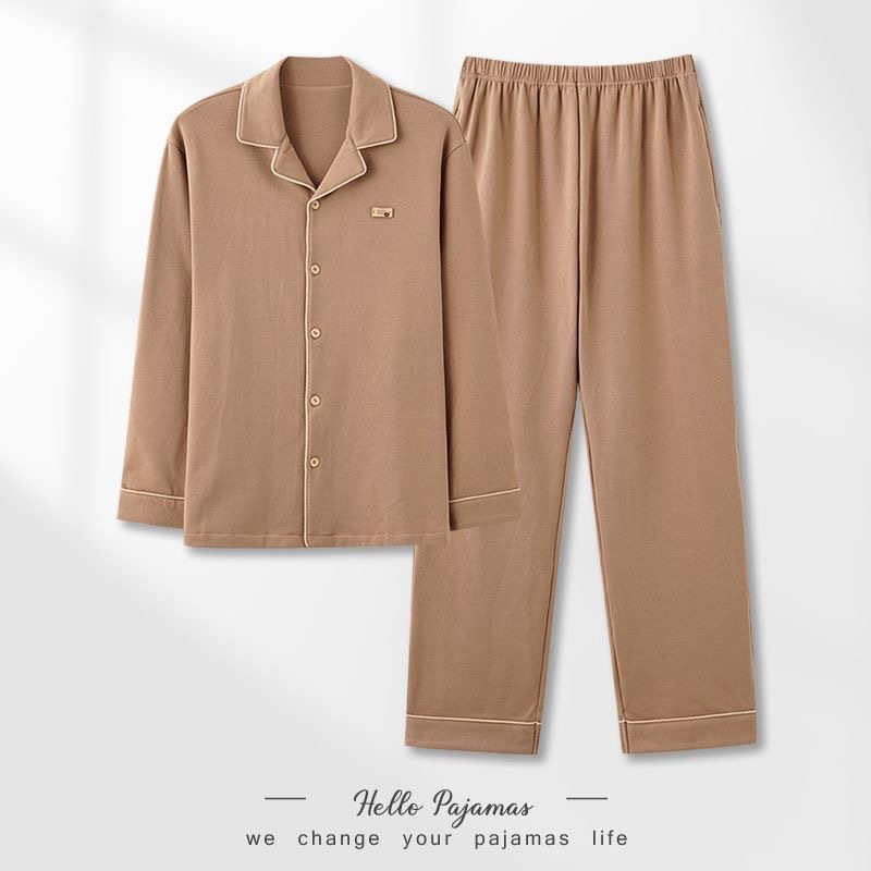 Pajamas Pure Cotton Men's Spring and Autumn Long Sleeve Home Wear Thin Casual plus size suit