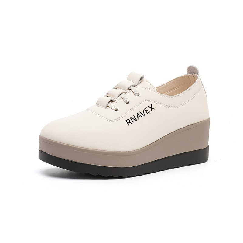 2025 Autumn New Thick-Soled Platform Small Leather Shoes Women's Shoes Low-Top Shoes Single Shoes Fashion Casual Shoes High Quality Foreign Trade