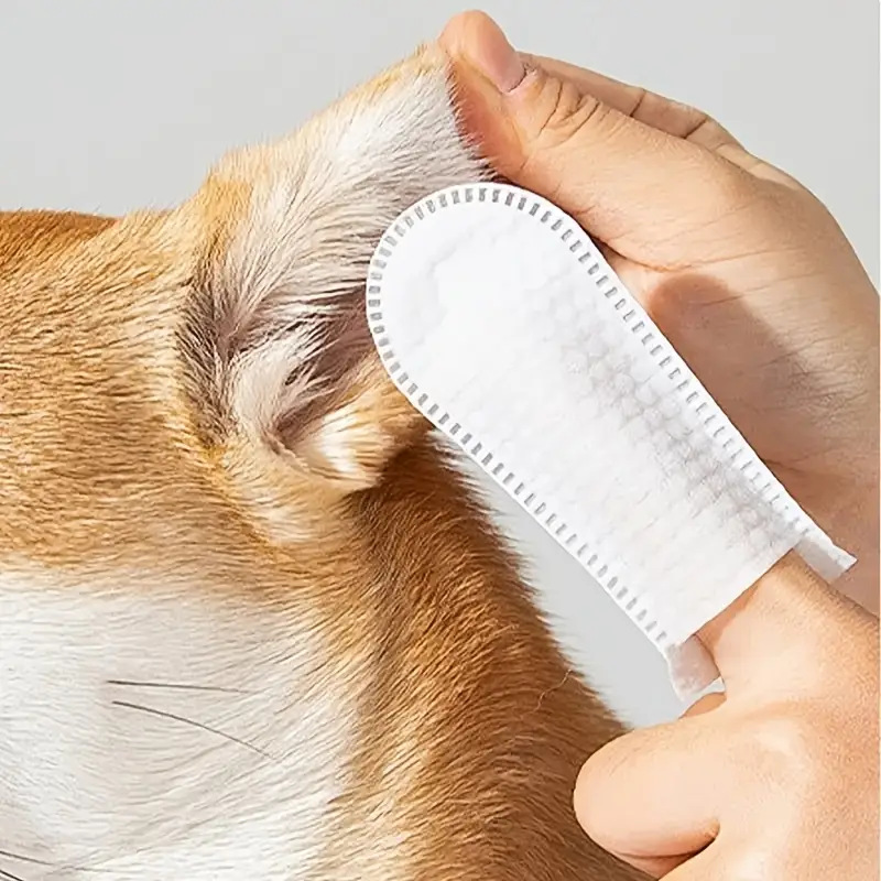 Cross-Border Non-Woven Pet Disposable Tooth Cleaning Finger Cots to Remove Tartar and Ear Cat and Dog Brushing Cleaning Finger Cots Oral Supplies