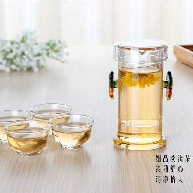 Cross-Border Amazon Glass Dragon Teapot Stainless Steel Filter Liner Black Tea Double-Ear Teapot Green Tea Making