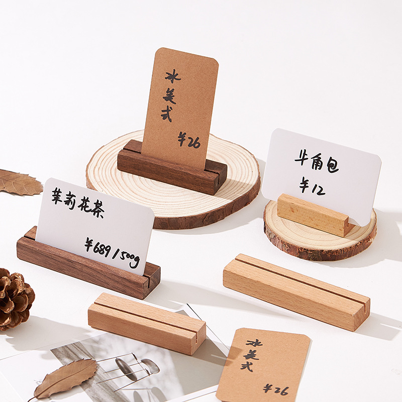 Walnut label business card base beech wood Ming letter card office message card holder retro cross-border new wholesale