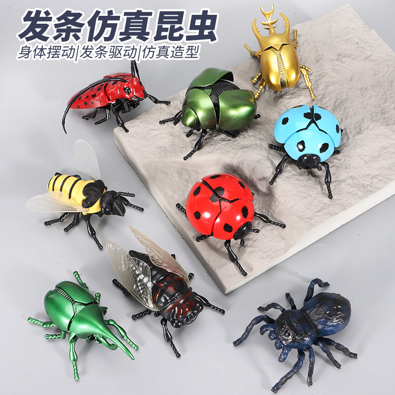 Cross-Border Children's Beetle Simulation Wind-Up Toy Creative Prank Crawling Wind-Up Unicorn Insect Model Wholesale