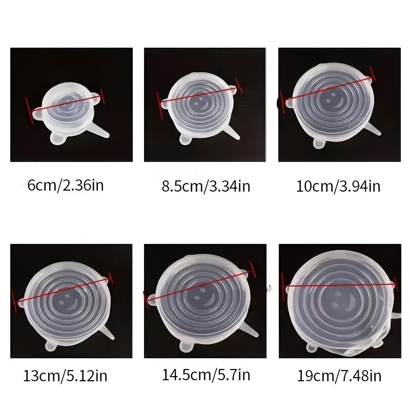 Food-Grade Silicone Fresh-Keeping Lid Six-Piece Set Silicone Fresh-Keeping Lid Universal Bowl Silicone Lid Universal Lid Cross-Border Supply