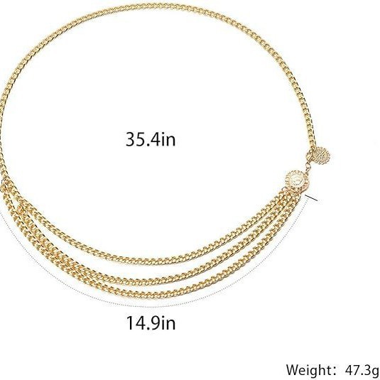 European and American Cross-Border Jewelry Retro Multi-Layer Metal Waist Chain Women's Decorative Punk Chain Versatile Trouser Chain Accessories Wholesale