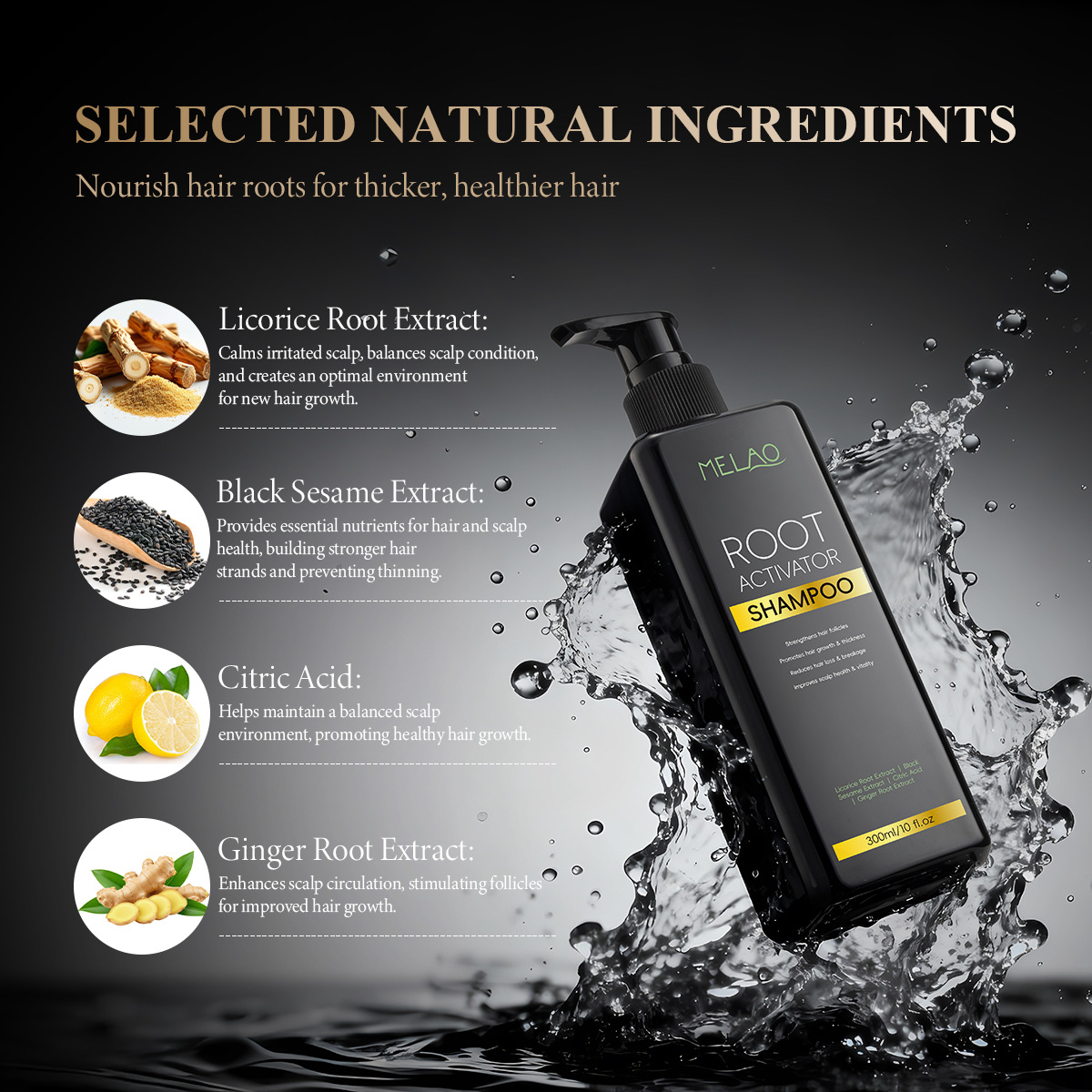 Cross-Border Men's Shampoo Gently Cleanses Scalp, Moisturizes Hair Roots, Refreshing Shampoo Root Activator