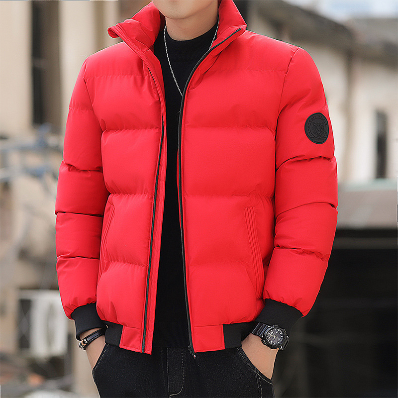 Winter Cotton-padded Jacket Men's Thickened plus size Casual Korean Style Solid Color Fashionable Youth Cotton-padded Jacket with Collar Short Handsome Jacket