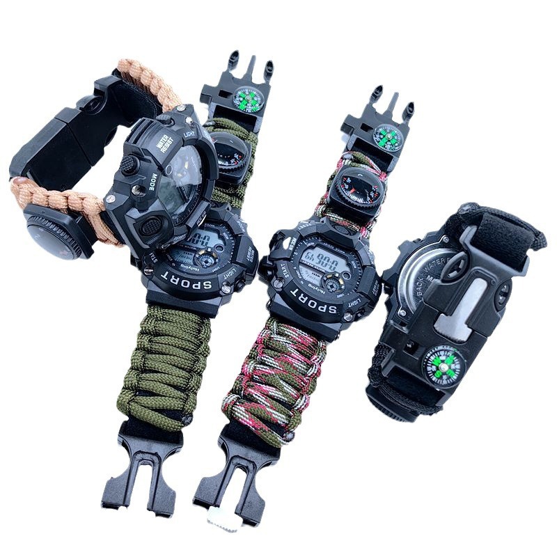 Многофункциональные часы с паракордом, регулируемые, оптовая продажа, альпинистские часы для выживания