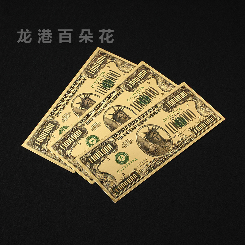 Statue of Liberty Gold Foil Pet Pvc Plastic 24K Commemorative Collection Coin Gold Banknote Card Factory Direct Sales Can Be Customized and Printed