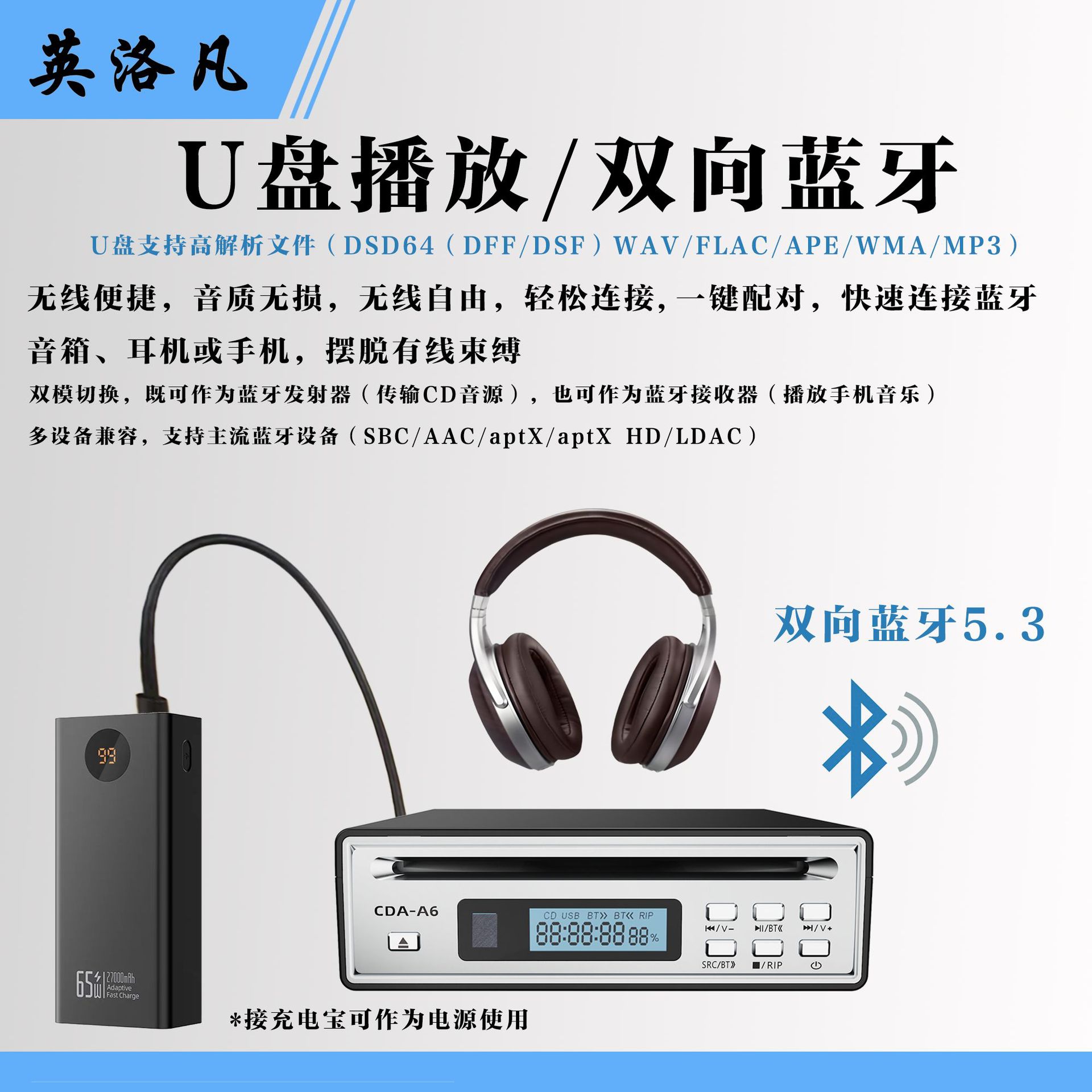 Professional Cd Grabber Machine One-Click Grabbing Wav Two-Way Bluetooth Cd Player Optical Audio Output with Remote Control