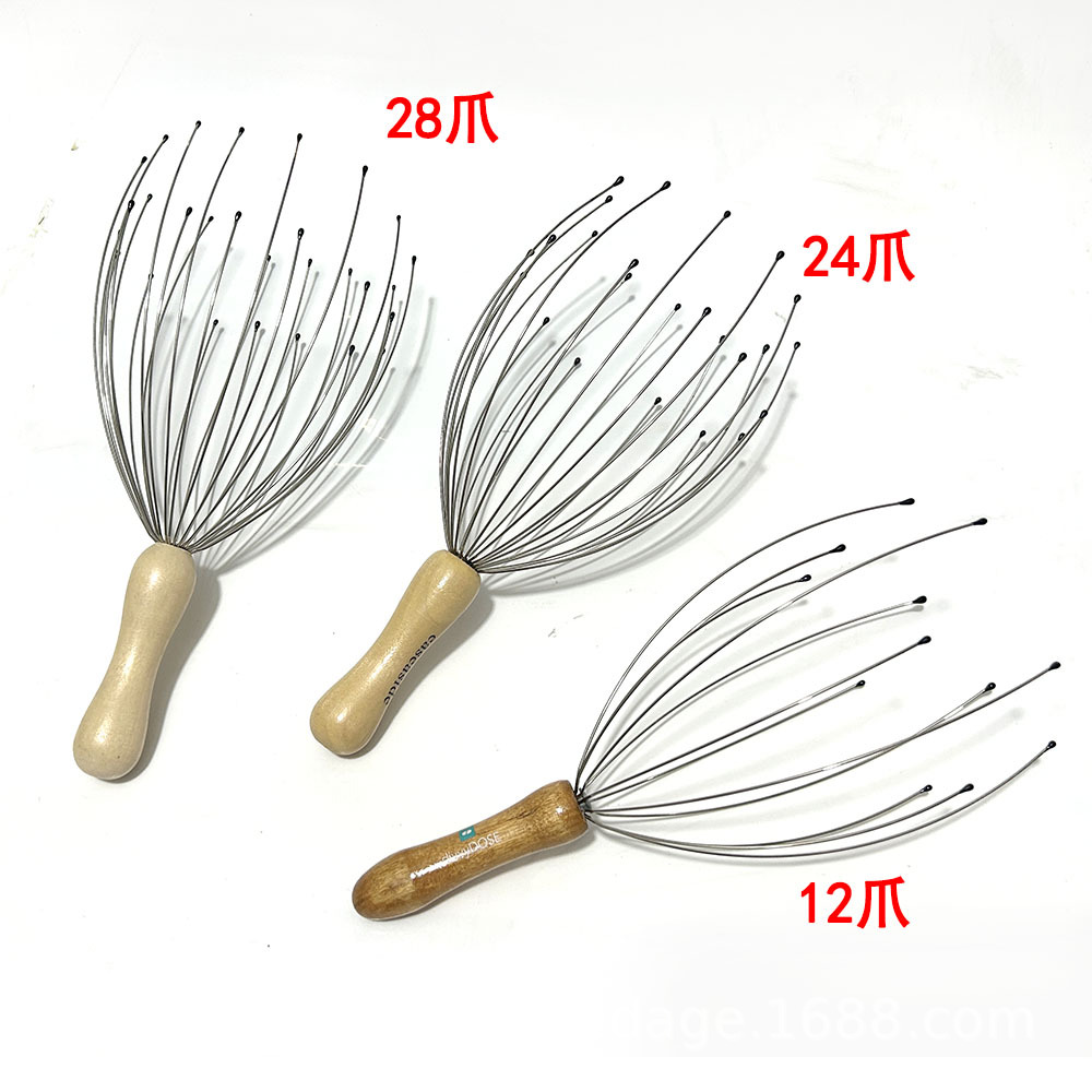 28-щеточный 24-щеточный массажер для головы с деревянной ручкой, деревянный скальпный массажер, 12-щеточный массажер с фиксированным логотипом