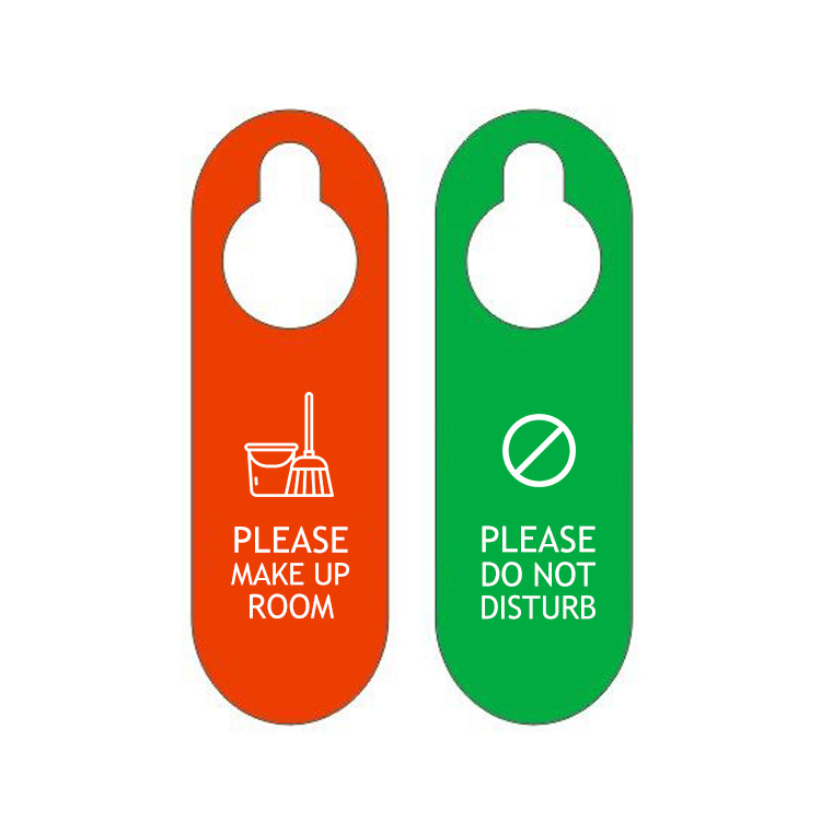 Red and Green Hotel Sign Pvc Double-Sided Please Do Not Disturb and Clean. Hotel Door Sign