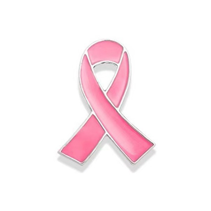 Factory Direct Sales Pink Heart Ribbon Brooch Anti-Breast Gland Cancer Moxa Nourishing Slightly Seal Clothing School Bag Accessories