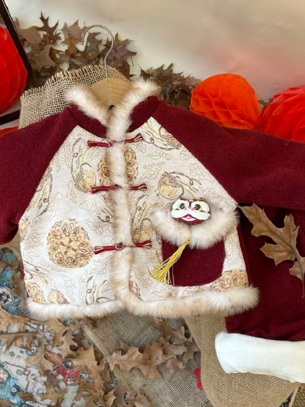 Boys' Winter Fleece-Lined New Year Outfit 2026 New Thickened Chinese Tang Suit Two-Piece Set for Children and Babies